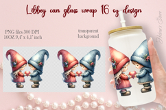 Cute Valentine gnomes Libbey Can Glass Wrap 16oz design png Product Image 2