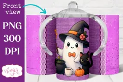 Cute Halloween sippy cup PNG, Cute ghost kids tumbler wrap Product Image 1