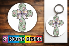 Cheerful Circle Keychains Design PNG, Cross and Bow Product Image 1