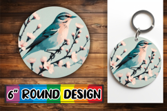 Cozy Keychain Round Design PNG, Birds Product Image 1