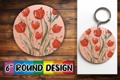 Summer Blossom Glitz Round Design Delight Keychain PNG Product Image 1