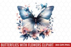 Butterflies With Flowers Clipart Product Image 1