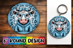 Timeless Keychain Round Style, Cute Cow Product Image 1