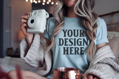 Christmas Bella Canvas 3001 Light Blue Shirt Mockup ,Trandy Product Image 1