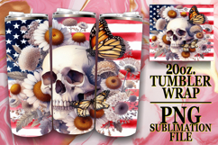 BRIGHT ESCAPES 20oz TUMBLER WRAP, Skull USA Product Image 1