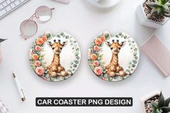 Giraffe Car Coaster Sublimation| Animal Coaster PNG Product Image 1