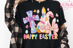 Happy Easter PNG, Glitter Easter Bunny Coquette PNG Product Image 1