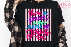 Striped There Is Power in the Name of Jesus PNG, Christian Product Image 1
