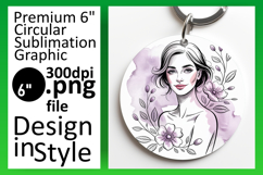 Chic Round Design Keychain Artwork , Beauty Woman Product Image 1
