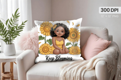 Afro Girl /Woman braided hair Pillow Design, Black Queen PNG Product Image 1