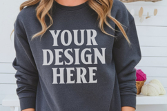Gildan 18000 Dark Heather Mockup , Crewneck Sweatshirt Boho Product Image 1