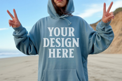 Indigo Blue Gildan 18500 Hoodie Mockup, G18000 Hoodie Mod Product Image 1