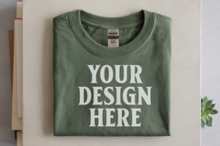 Military Green Gildan 5000 Flat Lay Tshirt Mockup, G5000 moc Product Image 1