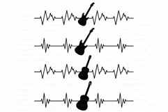 Heartbeat Electric & Acoustic Guitar SVG files for Silhouette Cameo and Cricut. Product Image 2