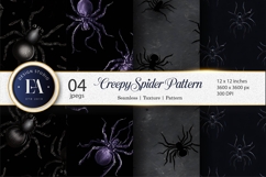 Seamless Creepy Black Spiders Pattern Tileable Digital Paper Product Image 1