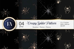 Tileable Creepy Black Spiders Seamless Pattern Digital Paper Product Image 1