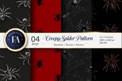 Creepy Seamless Black Spiders Pattern Tileable Digital Paper Product Image 1