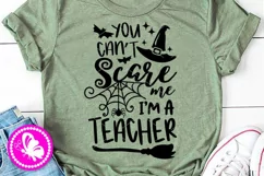 You can't scare me I'm a teacher svg Halloween shirt witch Product Image 2