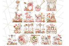 Cottagecore Kitchen Clipart, Vintage Floral Kitchen PNG Product Image 2