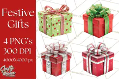 Christmas Gifts Clipart PNG, Realistic Holiday Presents Product Image 1