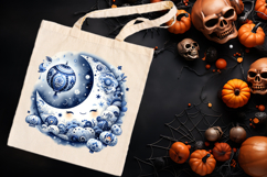 Cute blue Halloween moon clipart t shirt designs png Product Image 2