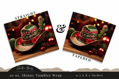 3D Western Christmas Cowboy Hat Tumbler Wrap PNG Product Image 3