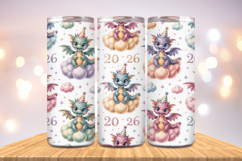 Festive Happy New Year Tumbler Wrap 2026: 20oz Skinny Tumble Product Image 1