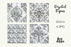 Floral Ribbon Digital Paper Kit Rococo Valentine Patterns Product Image 2