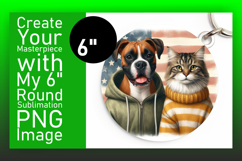 Whimsical Round Design Car Coaster Template , Dog and cat Product Image 1