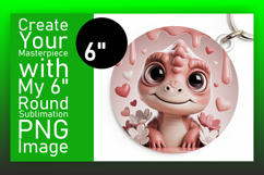 Stylish Circle PNG Sublimation Design , Cute Dino Product Image 1
