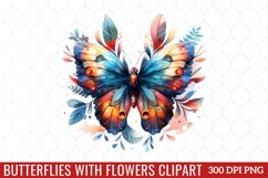 Butterflies With Flowers Clipart Product Image 1
