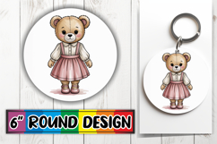Cheerful Round Coasters PNG, Teddy Bear Product Image 1