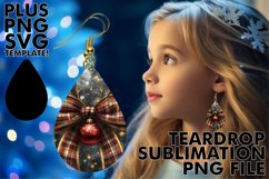 Cheerful Teardrop EARRINGS Design PNG, Christmas Bow Product Image 1