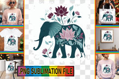Cheerful PNG Designs for TSHIRTS, Flower Animals Product Image 1