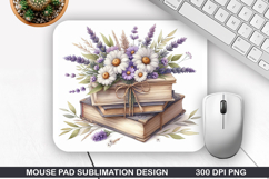 Books Flower Mouse Pad Sublimation, Animals Mouse Pad PNG Product Image 1