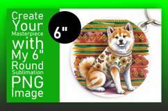 Elegant Keychain Circle Design PNG , Cute Dog Product Image 1