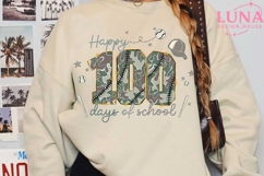 Preppy 100 Days Of School PNG Camo Checkered, 100th Day Png Product Image 6