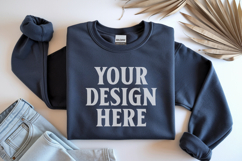 Dark Heather Gildan 18000 Folded Flat Lay Mockups Product Image 1