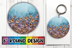 Radiant Glitter Blossom Sublimation Circle: Keychain, Coaste Product Image 1