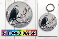 Whimsical Round Keychain Sublimation PNG, Birds Product Image 1