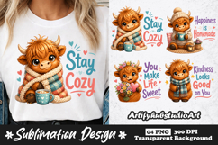 Cozy Highland Cow Winter Sublimation PNG for Shirts and Mugs Product Image 1