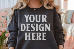 Gildan 18000 Dark Heather Mockup , Crewneck Sweatshirt Boho Product Image 1