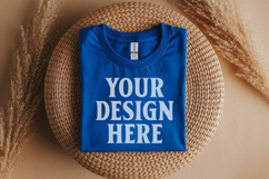 Gildan 64000 Royal Blue Folded Tshirt Mockup Product Image 1