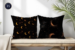 Spooky Crescent Moon Pattern Seamless Tileable Digital Paper Product Image 2
