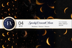 Spooky Crescent Moon Pattern Seamless Tileable Digital Paper Product Image 1