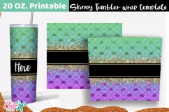 Mermaid Ombre 20 Oz. Skinny Tumbler wrap sublimation designs Product Image 2