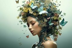 Enchanted nature woman with butterflies and flowers Product Image 1