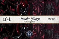 Vampire Fangs Pattern, Dark Gothic Teeth Digital Paper Product Image 1