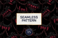 Vampire Fangs Pattern, Dark Gothic Teeth Digital Paper Product Image 3