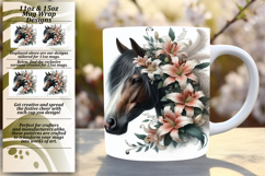 Fresh 15oz Mug Wrap Png Design , Horse Product Image 1